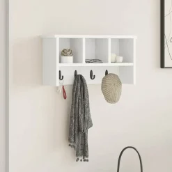 vidaXL Väggmonterad Klädhängare 50 x 16 x 26 cm Konstruerat trä Vit