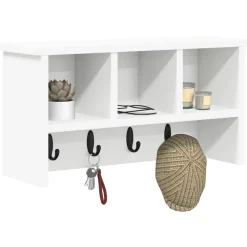 vidaXL Väggmonterad Klädhängare 50 x 16 x 26 cm Konstruerat trä Vit