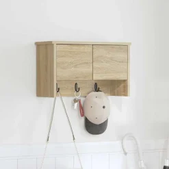 Hot vidaXL Väggmonterad Klädhängare med hylla Sonoma-ek 50 x 20 x 30 cm Sonoma ek