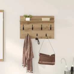Sale vidaXL Väggmonterad Klädhängare med hylla 60 x 40 x 12 cm artisan ek