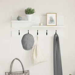 vidaXL Väggmonterad Klädhängare Vit 90 x 15 x 36 cm Konstruerat trä