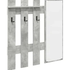 Outlet vidaXL Väggmonterad Klädhängare med spegel 100 x 10 x 100 cm Betonggrå