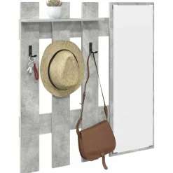 Outlet vidaXL Väggmonterad Klädhängare med spegel 100 x 10 x 100 cm Betonggrå