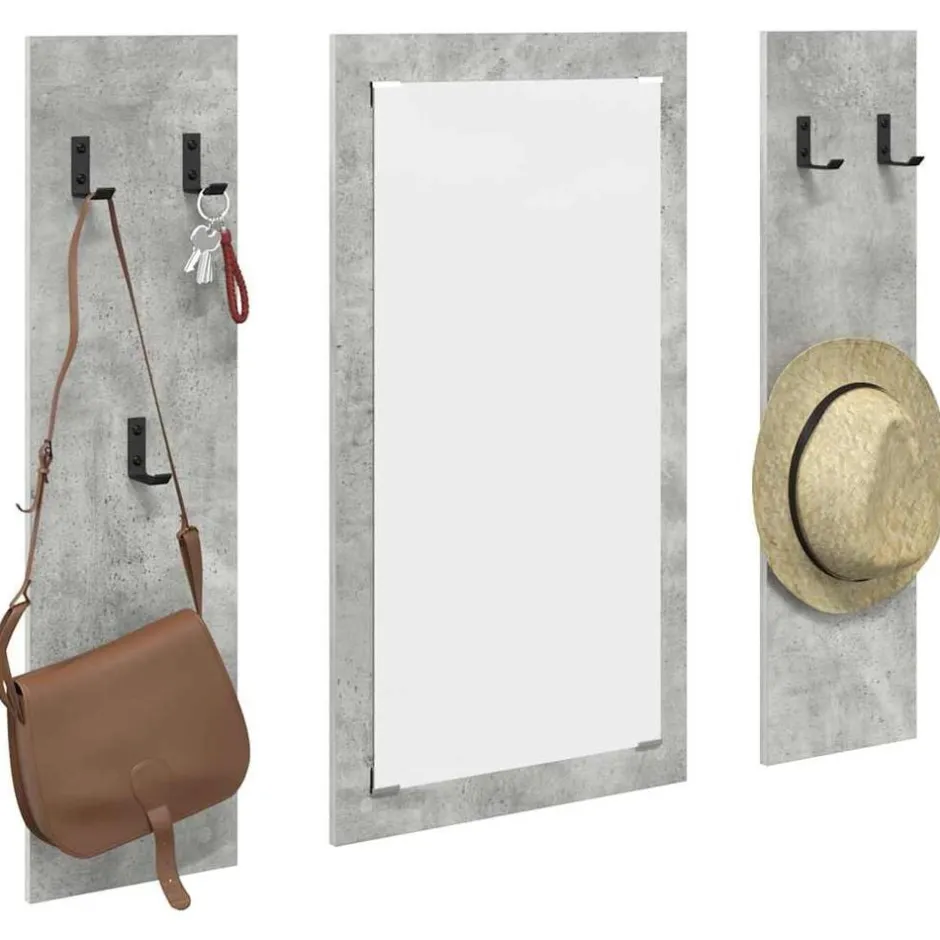 Outlet vidaXL Väggmonterad Klädhängare med lagring 96 x 1,5 x 90 cm Betonggrå