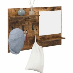 vidaXL Väggmonterad Klädhängare med hylla Rökt ek 90 x 10 x 50 cm