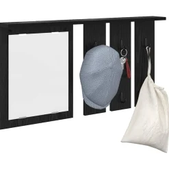 vidaXL Väggmonterad Klädhängare med hylla Svart ek 85 x 10 x 45 cm