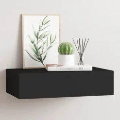 vidaXL Väggmonterad låda svart 40x23,5x10 cm MDF