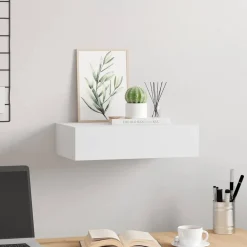 vidaXL Väggmonterad låda vit 40x23,5x10 cm MDF
