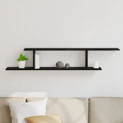 vidaXL Väggmonterad TV Hylla Svart Ek 125 x 18 x 23 cm Konstruerat trä