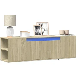 vidaXL Väggmonterad tv-bänk LED sonoma-ek 135x31x39,5 cm