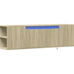 vidaXL Väggmonterad tv-bänk LED sonoma-ek 135x31x39,5 cm