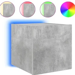 Sale vidaXL Väggmonterad tv-bänk LED 30,5x35x30 cm Betonggrå