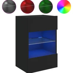 vidaXL Väggmonterad tv-bänk LED svart 40x30x60,5 cm