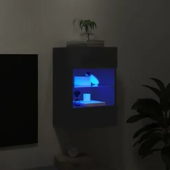 vidaXL Väggmonterad tv-bänk LED svart 40x30x60,5 cm