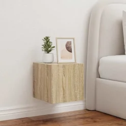Clearance vidaXL Väggmonterad tv-bänk LED sonoma-ek 30,5x35x30 cm Sonoma ek