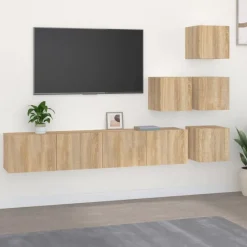 vidaXL Väggmonterad tv-bänk somona-ek 37x37x72 cm konstruerat trä