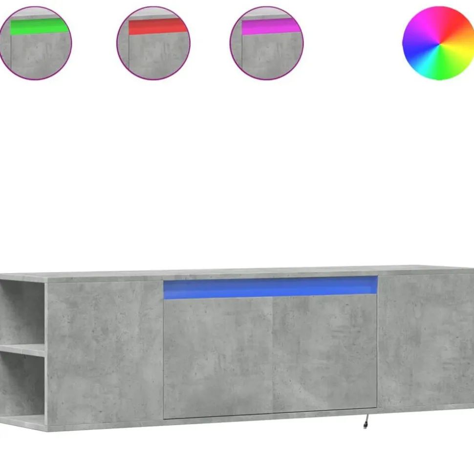 vidaXL Väggmonterad tv-bänk LED betonggrå 135x31x39,5 cm