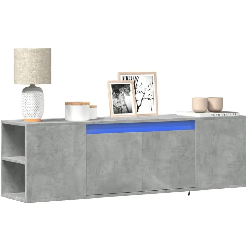 vidaXL Väggmonterad tv-bänk LED betonggrå 135x31x39,5 cm
