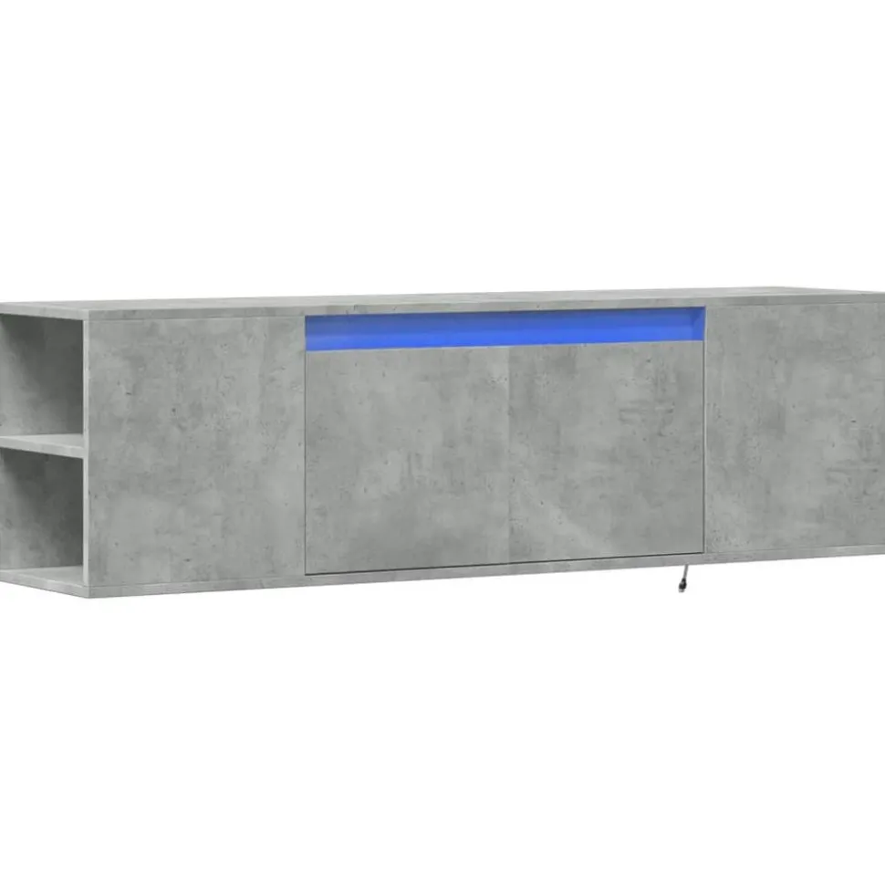 vidaXL Väggmonterad tv-bänk LED betonggrå 135x31x39,5 cm