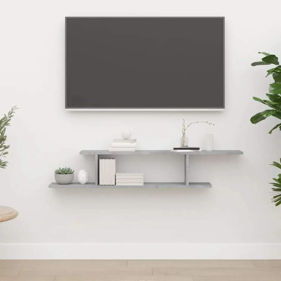 vidaXL Väggmonterad tv-hylla 125x18x23 cm konstruerat trä Betonggrå