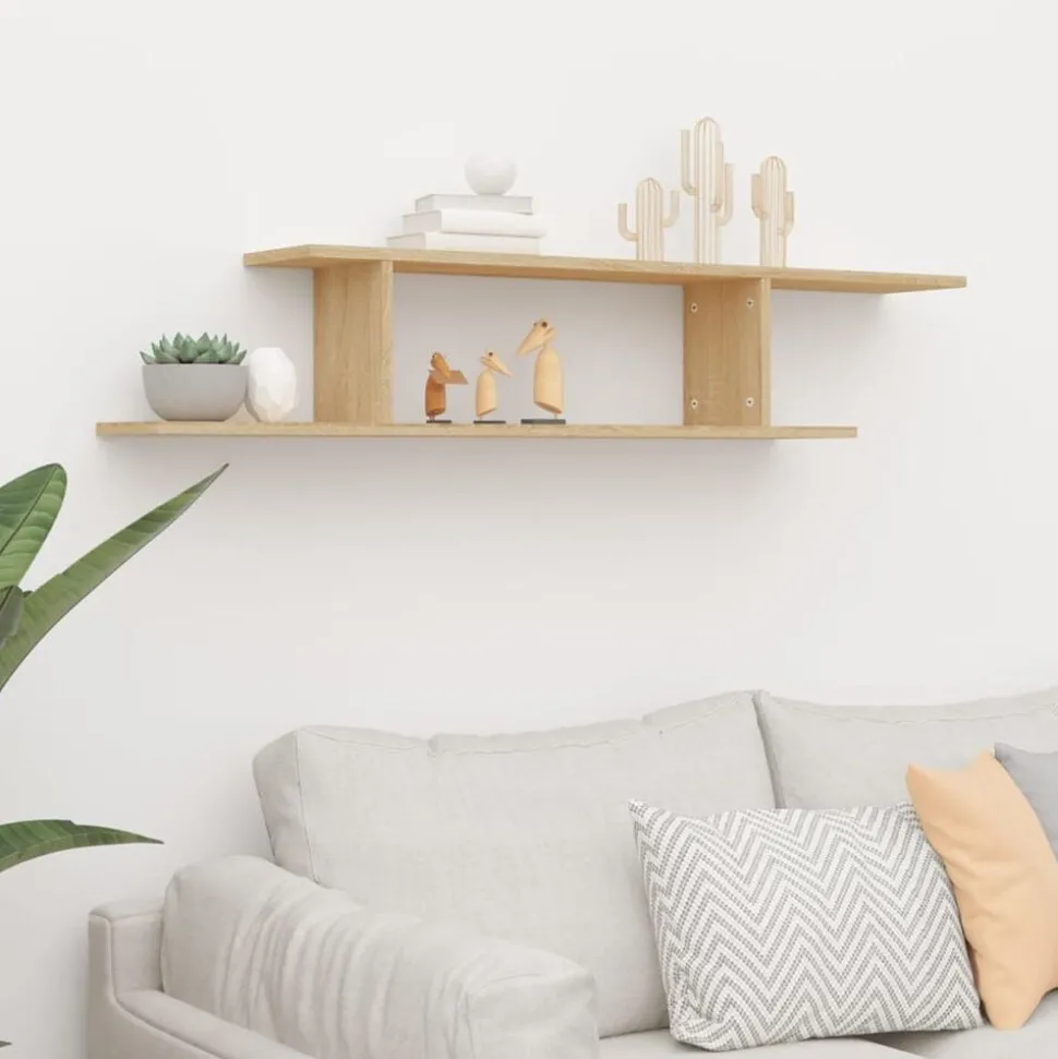vidaXL Väggmonterad tv-hylla sonoma-ek 125x18x23 cm konstruerat trä