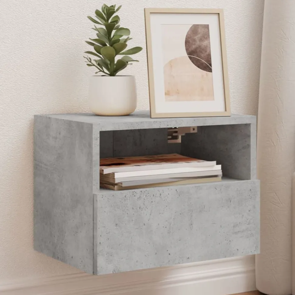 vidaXL Väggmonterad tv-skåp 2 st betonggrå 40x30x30 cm konstruerat trä