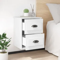 vidaXL Väggmonterade sängbord vit 41,5x36x53cm
