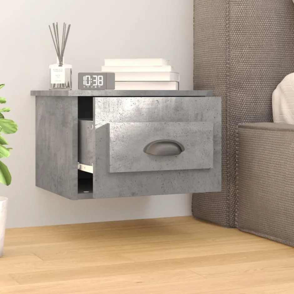 New vidaXL Väggmonterade sängbord 41,5x36x28 cm Betonggrå