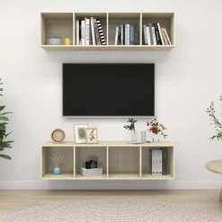 New vidaXL Väggmonterade tv-skåp 2 st sonoma-ek konstruerat trä Sonoma ek