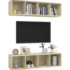 New vidaXL Väggmonterade tv-skåp 2 st sonoma-ek konstruerat trä Sonoma ek
