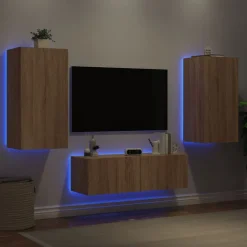 Best vidaXL Väggmonterade TV-skåp LEDs sonoma-ek Sonoma ek
