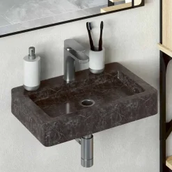 vidaXL Väggmonterat handfat svart 38x24x6,5 cm marmor