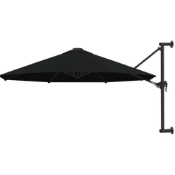 Clearance vidaXL Väggmonterat parasoll med metallstång 300 cm Svart