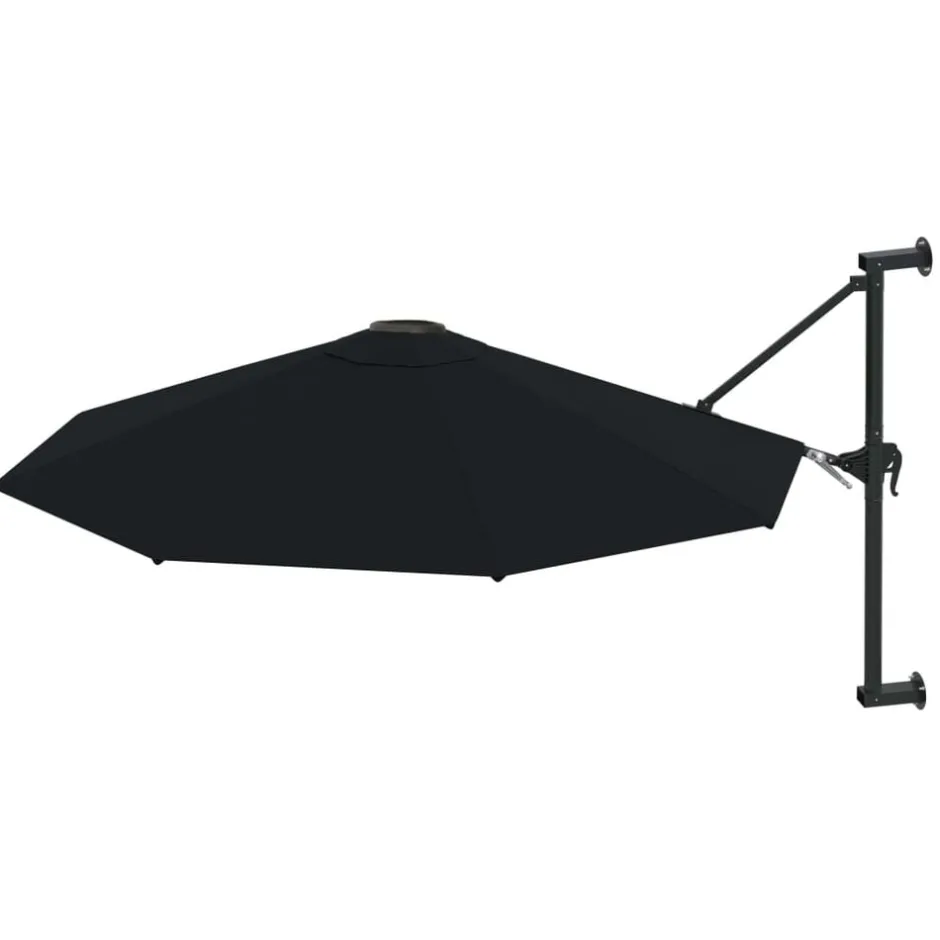 Clearance vidaXL Väggmonterat parasoll med metallstång 300 cm Svart