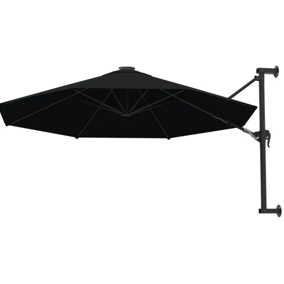 Clearance vidaXL Väggmonterat parasoll med metallstång 300 cm Svart