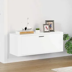 vidaXL Väggmonterat skoställ vit 100x35x38 cm konstruerat trä
