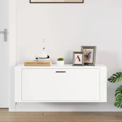 vidaXL Väggmonterat skoställ vit 100x35x38 cm konstruerat trä