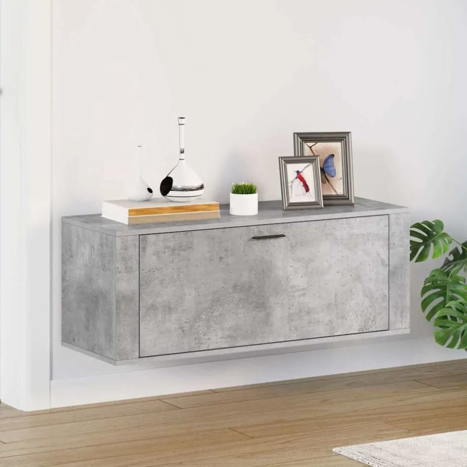 Sale vidaXL Väggmonterat skoställ 100x35x38 cm konstruerat trä Betonggrå