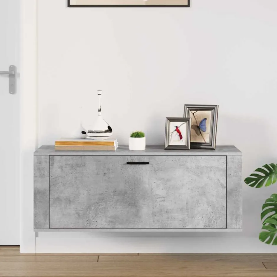 Sale vidaXL Väggmonterat skoställ 100x35x38 cm konstruerat trä Betonggrå