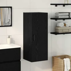 vidaXL Väggmonterat skåp svart ek 34,5x34x90 cm konstruerat trä
