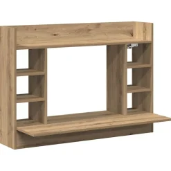 Best vidaXL Väggmonterat skrivbord med hylla artisan ek 105 x 48 x 75 cm Svart ek