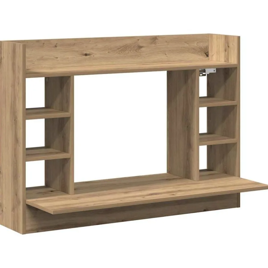 Best vidaXL Väggmonterat skrivbord med hylla artisan ek 105 x 48 x 75 cm Svart ek