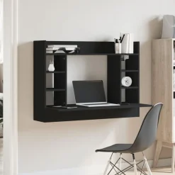 vidaXL Väggmonterat skrivbord svart 105x48x75 cm konstruerat trä