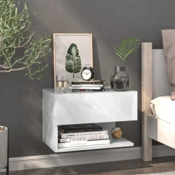 vidaXL Väggmonterat sängbord vit