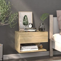 Outlet vidaXL Väggmonterat sängbord sonoma-ek Sonoma ek