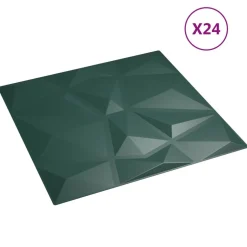 Outlet vidaXL Väggpaneler 24 pcs 50 x 50 cm XPS Skum Grön