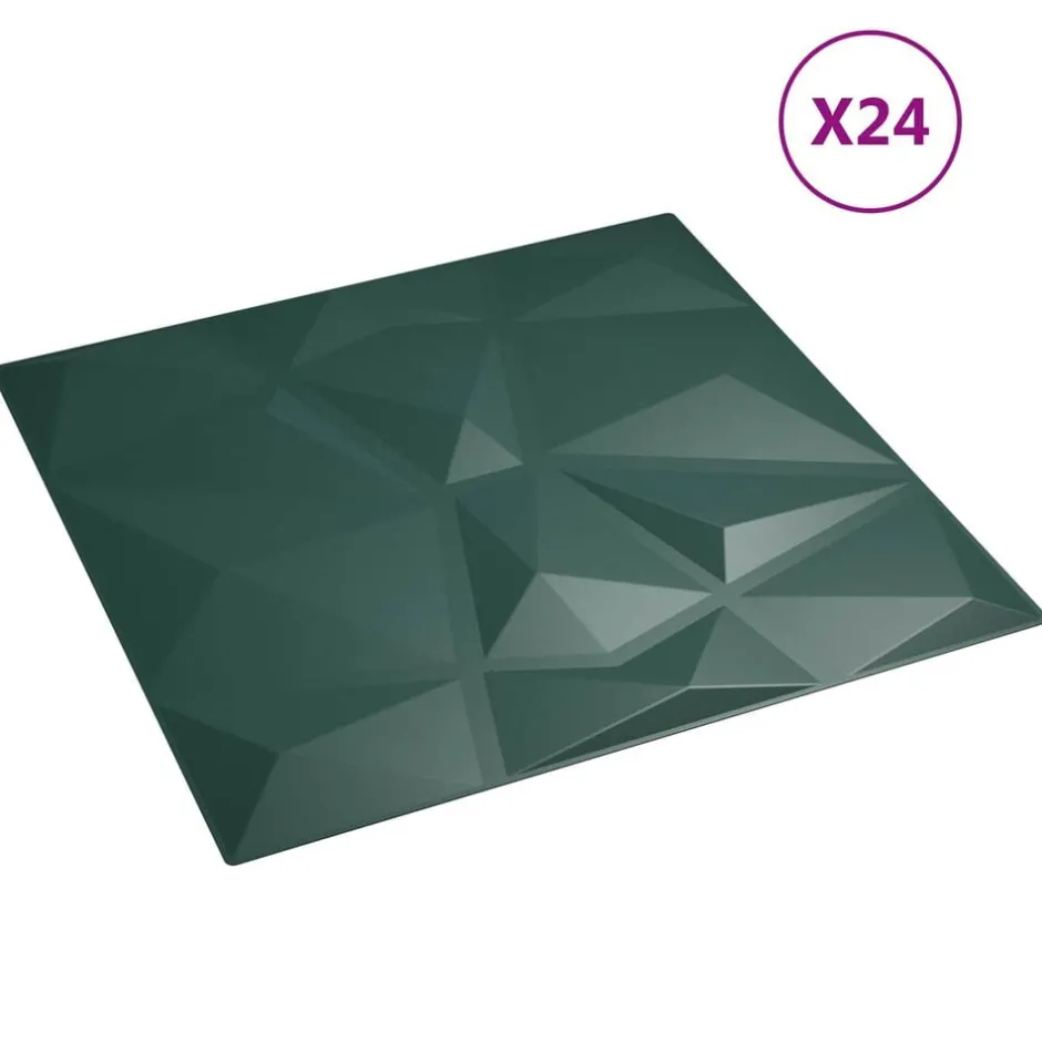 Outlet vidaXL Väggpaneler 24 pcs 50 x 50 cm XPS Skum Grön