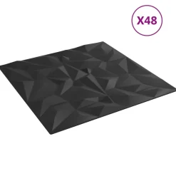 vidaXL Väggpaneler 48 pcs Svart 50 x 50 cm XPS Skum