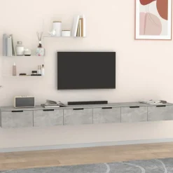 New vidaXL Väggskåp 2 st 102x30x20 cm konstruerat trä Betonggrå