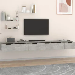 New vidaXL Väggskåp 2 st 102x30x20 cm konstruerat trä Betonggrå